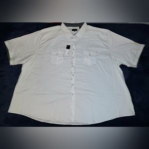 NWT Mens 5X WEIV White Short Sleeved Cotton Blend Button Down Shirt W/Pockets